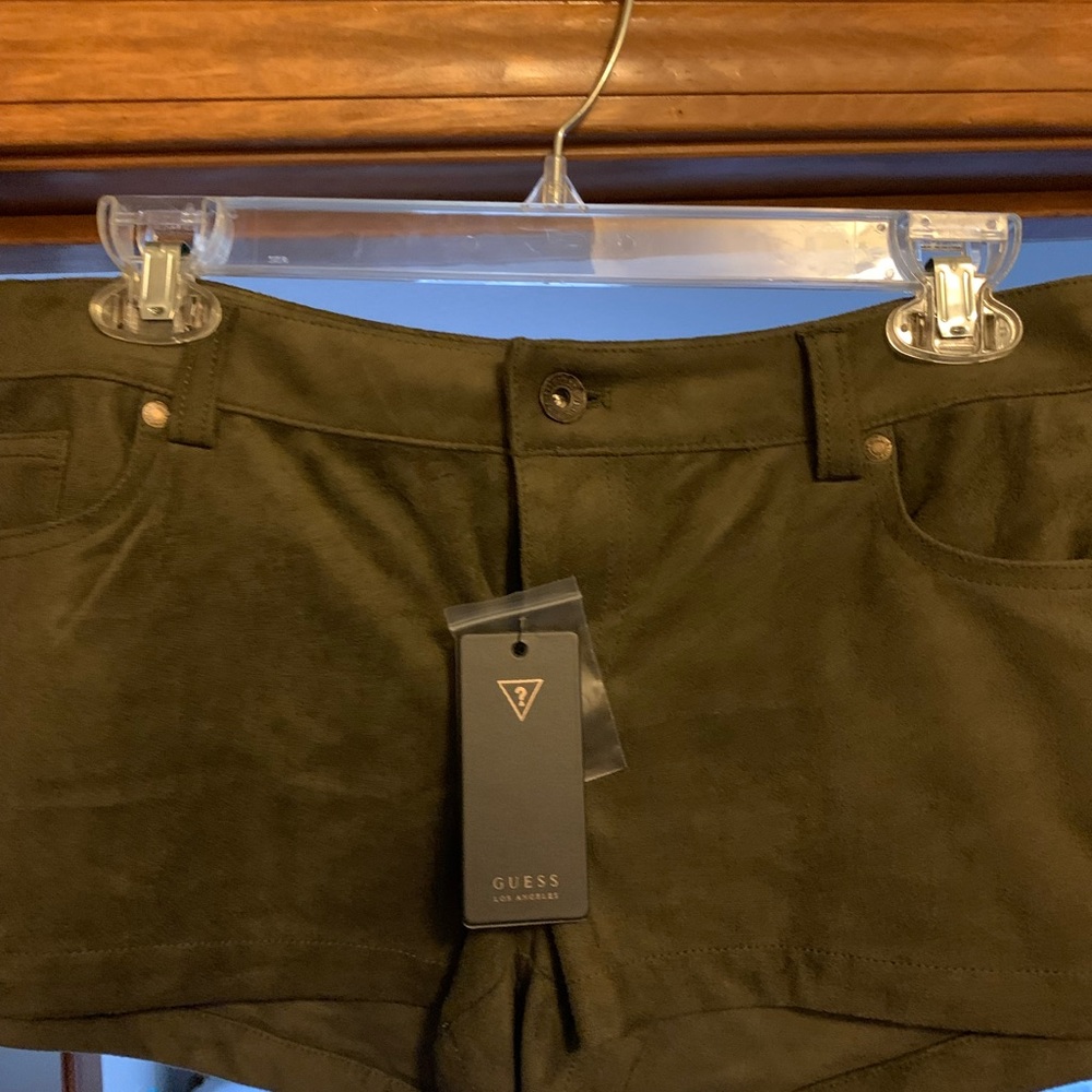 Green Guess Suede Shorts.